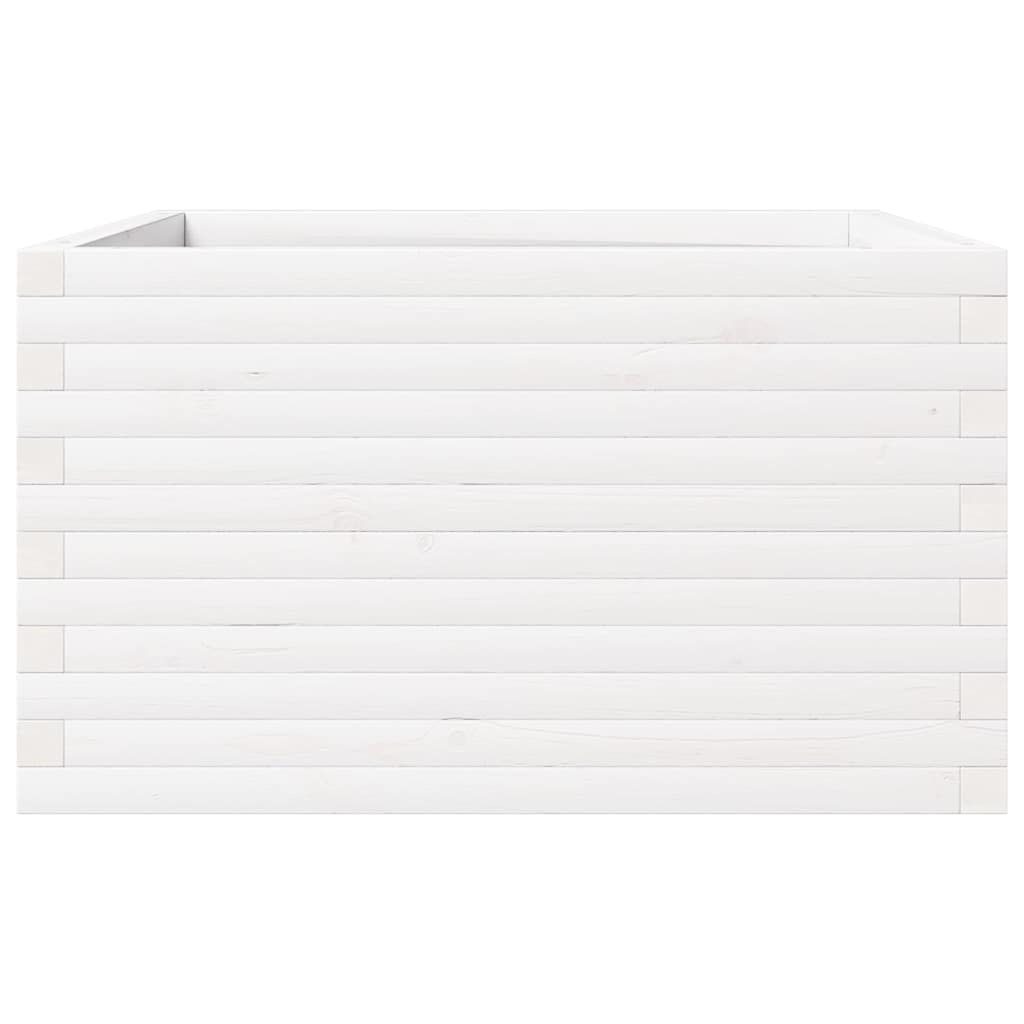 Jardinera De Madera Maciza De Pino Blanca 80x80x46 Cm_4