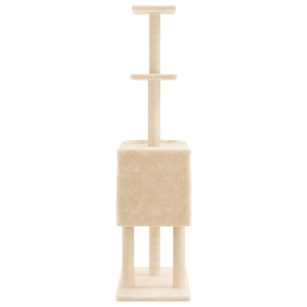 Vidaxl Rascador Para Gatos Con Postes De Sisal Color Crema 145 Cm_4
