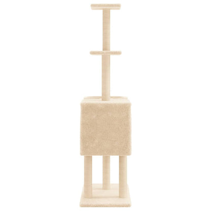 Vidaxl Rascador Para Gatos Con Postes De Sisal Color Crema 145 Cm_4