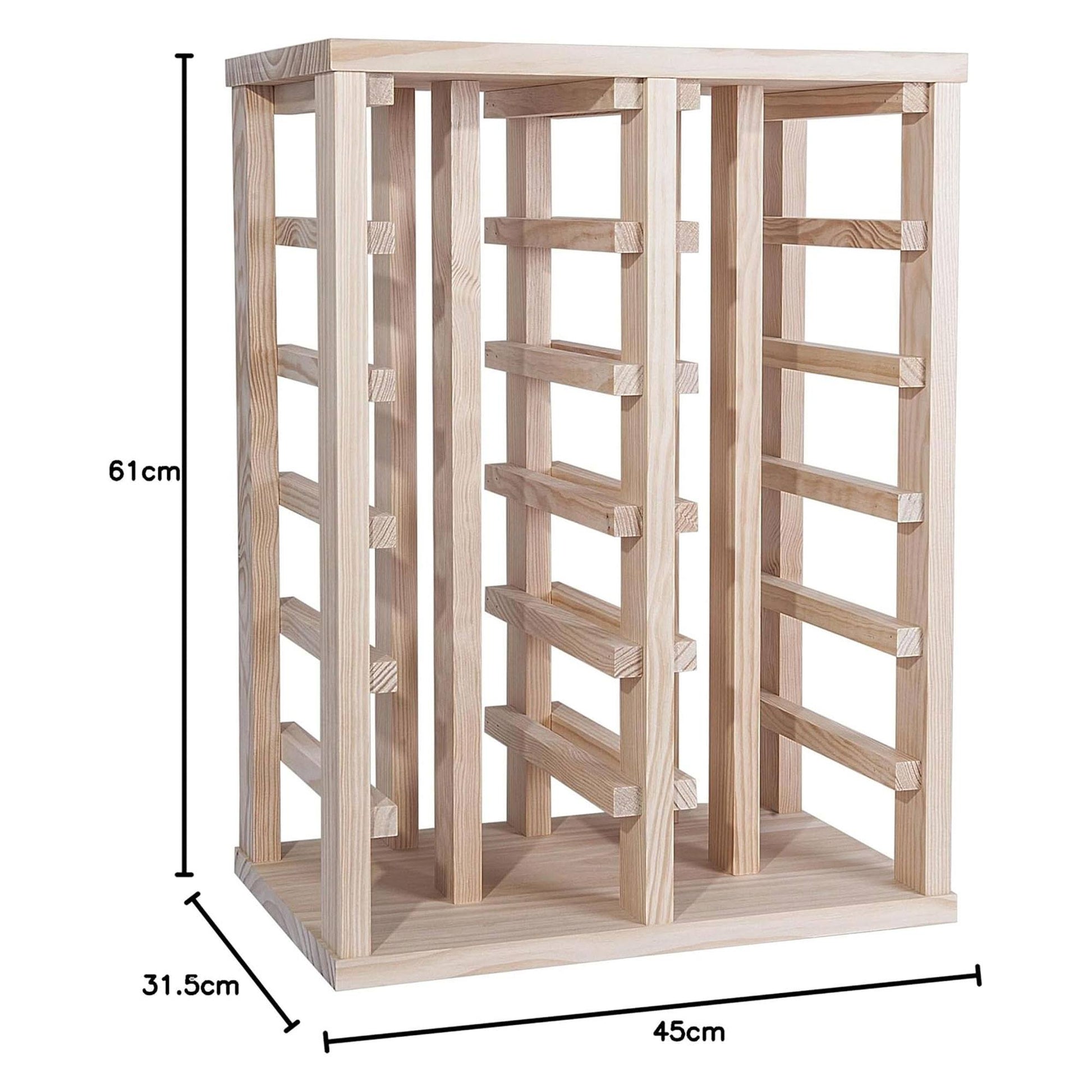 Well Home - Botellero En Madera De Pino Con 24 Estantes Sin Barnizar