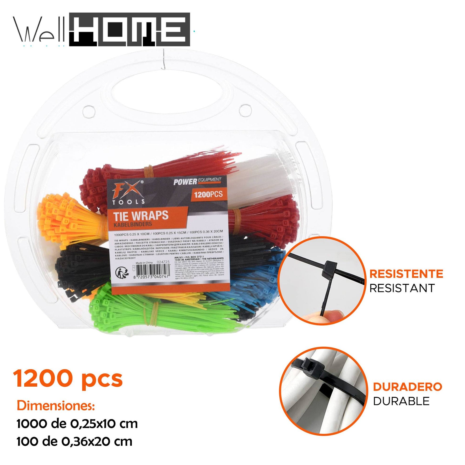 Well Home Juego De 1200 Bridas En Varios Colores
