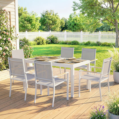 Outsunny Conjunto De Mesa Y Sillas Jardín De 7 Piezas Con Sillas Transpirables_1