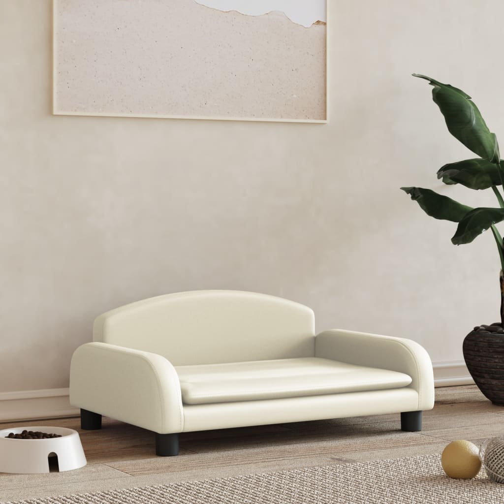 Cama Para Perros De Cuero Sintético Crema 70x45x30 Cm / Vetonek_5