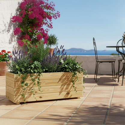 Jardinera Rectangular De Madera Tratada 60x30x40 Cm Ghio Hortalia_1