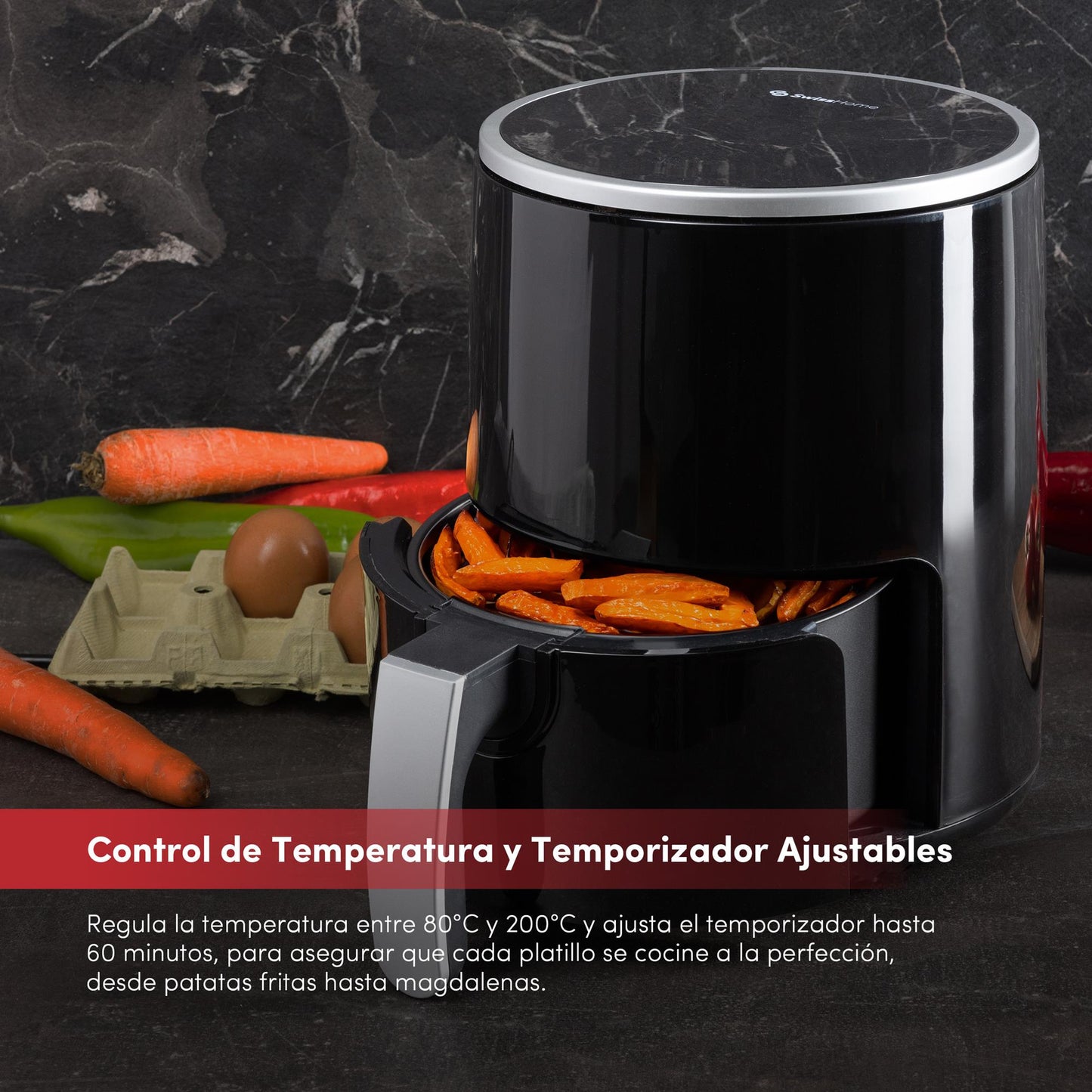 Air Fryer 1200w De 2,5l Con Pantalla Digital Y Temperatura Ajustable 80-200ºc Swisshome_2