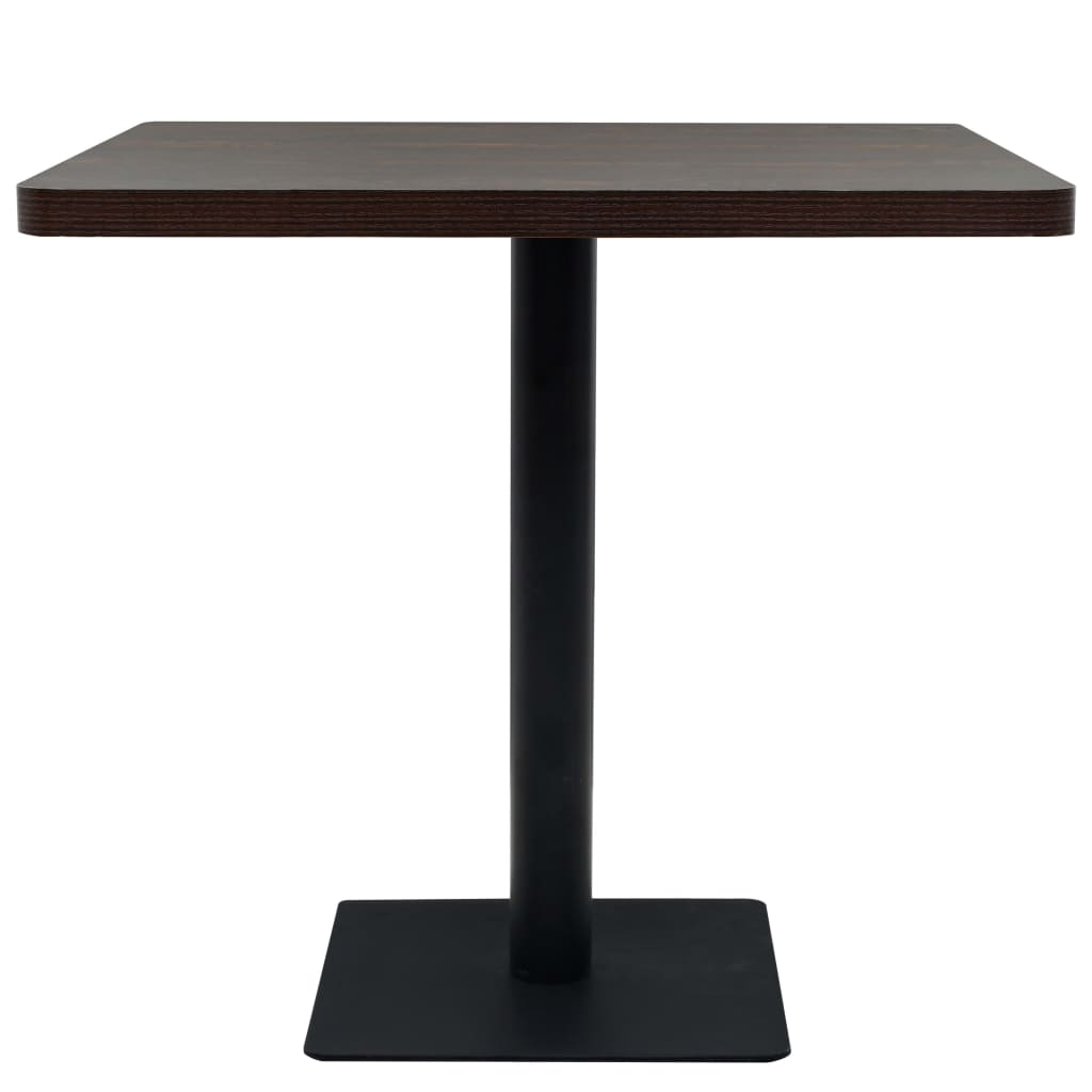 Mesa Bar Bistró Mdf Y Acero Cuadrada Fresno Oscuro 80x80x75 Cm_1