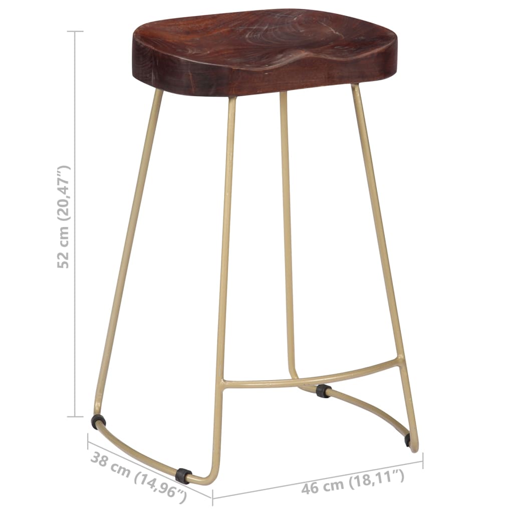 Taburetes De Cocina Gavin 2 Unidades Madera Maciza De Mango_4
