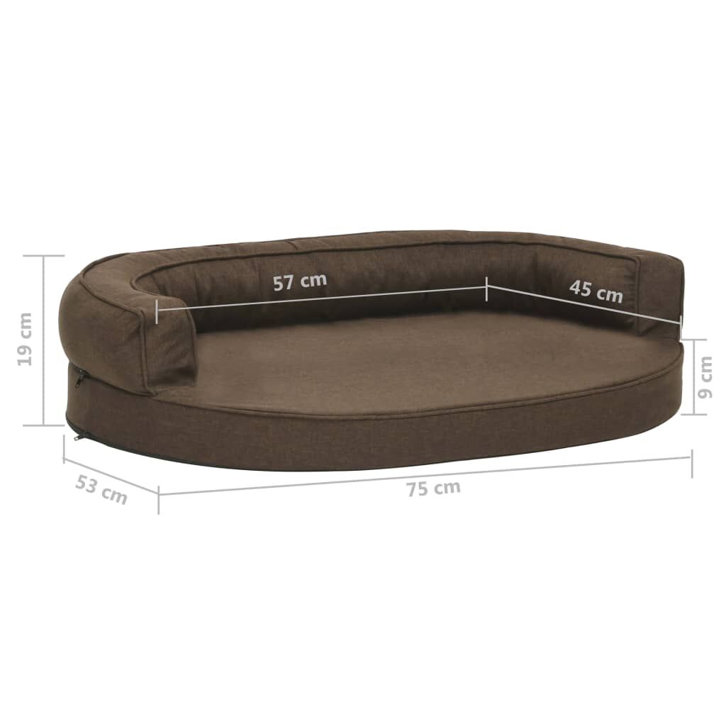 Vidaxl Colchón De Cama De Perro Ergonómico Aspecto Lino Marrón 75x53cm_2