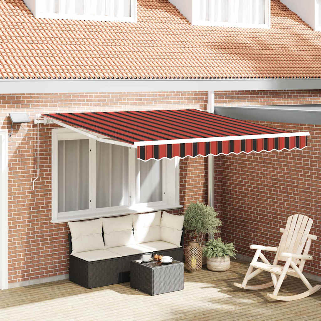 Toldo Retráctil Naranja Y Marrón 300 X 250 Cm Tela Y Aluminio_1