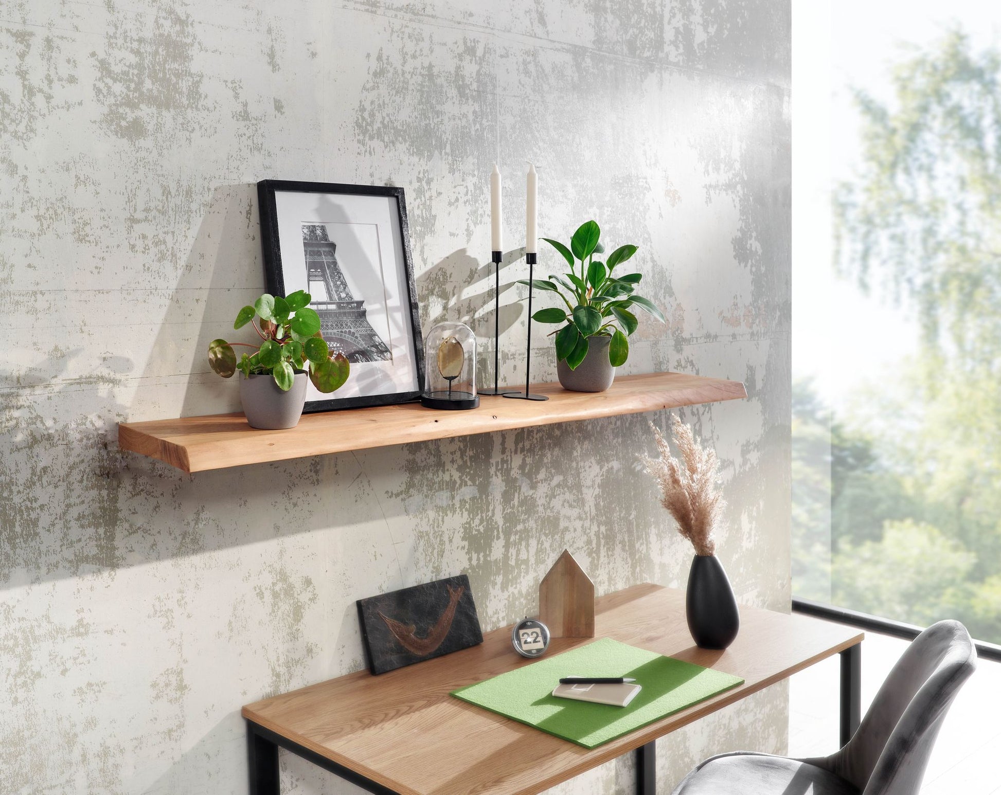 Estantería De Pared 140 Cm En Madera Maciza De Acacia_2