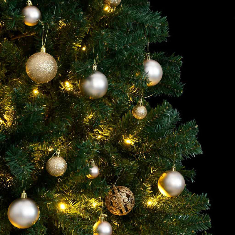 Vidaxl Árbol Navidad Artificial Con Bisagras 150 Led Y Bolas 120 Cm_1