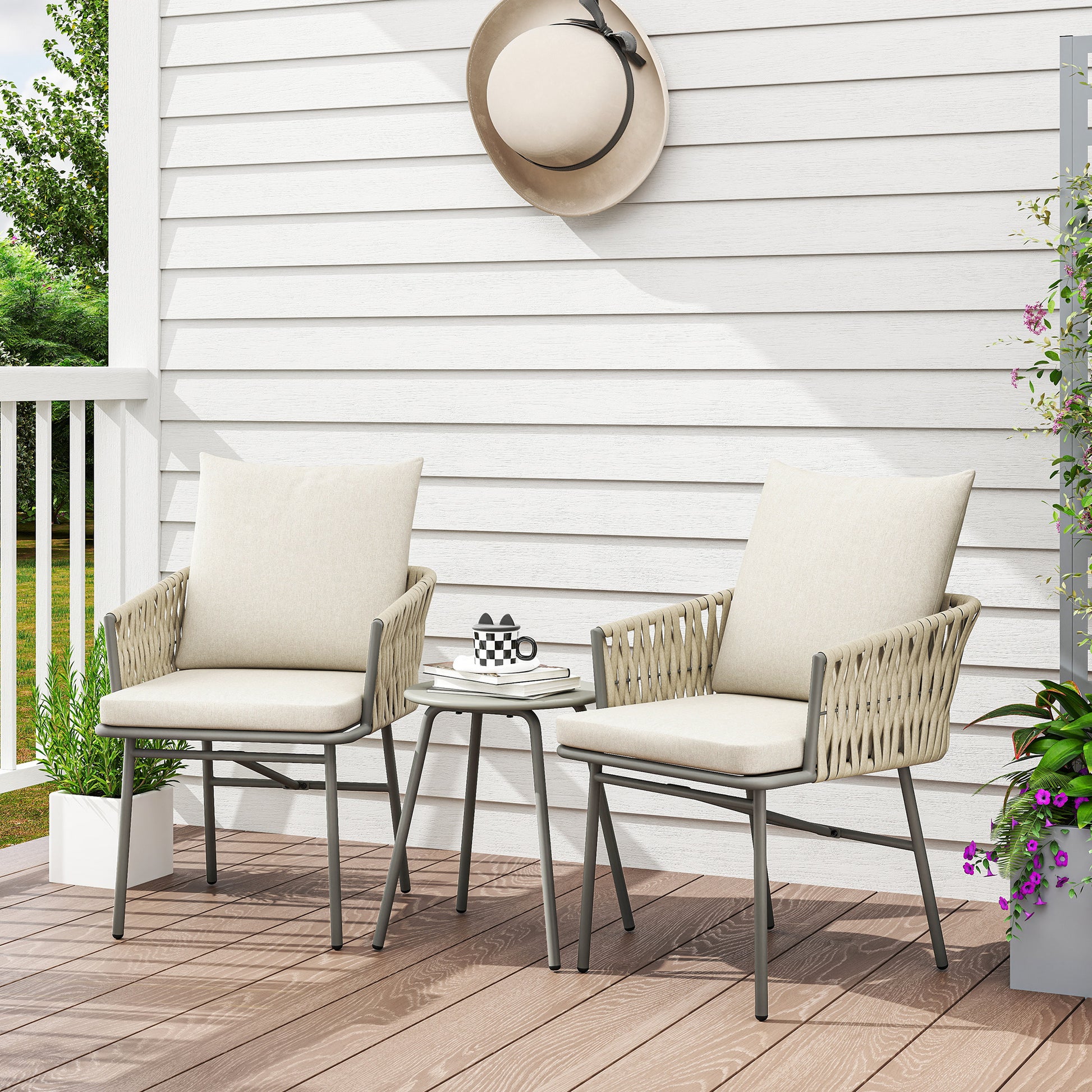 Outsunny Muebles De Jardín Con 2 Sillas Con Cojines Lavables Y Mesa Impermeable_1