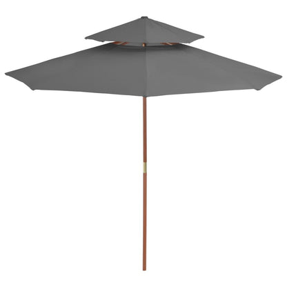 Vidaxl Sombrilla De Dos Niveles Con Palo De Madera Antracita 270 Cm_1