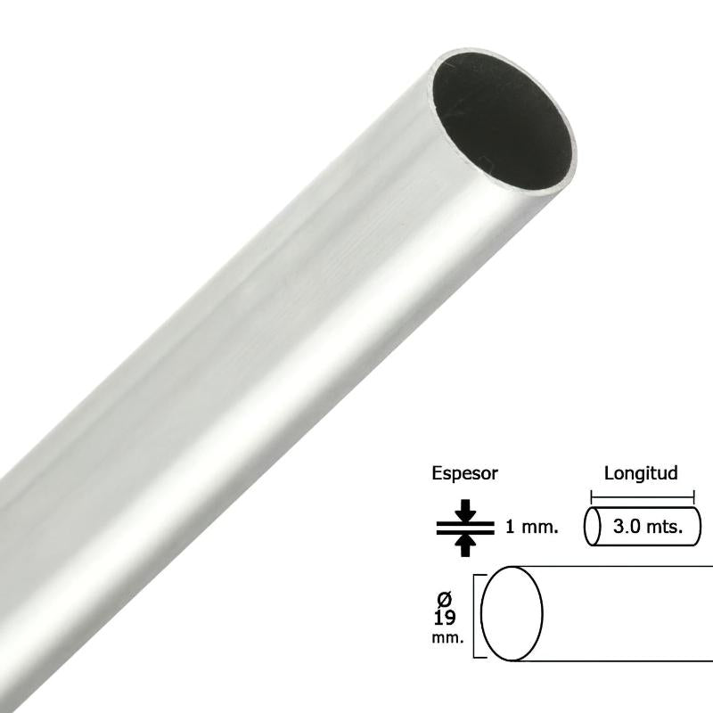 Barra Armario Cromado Redondo 19 Mm. Ø (barra 3,0 Metros)