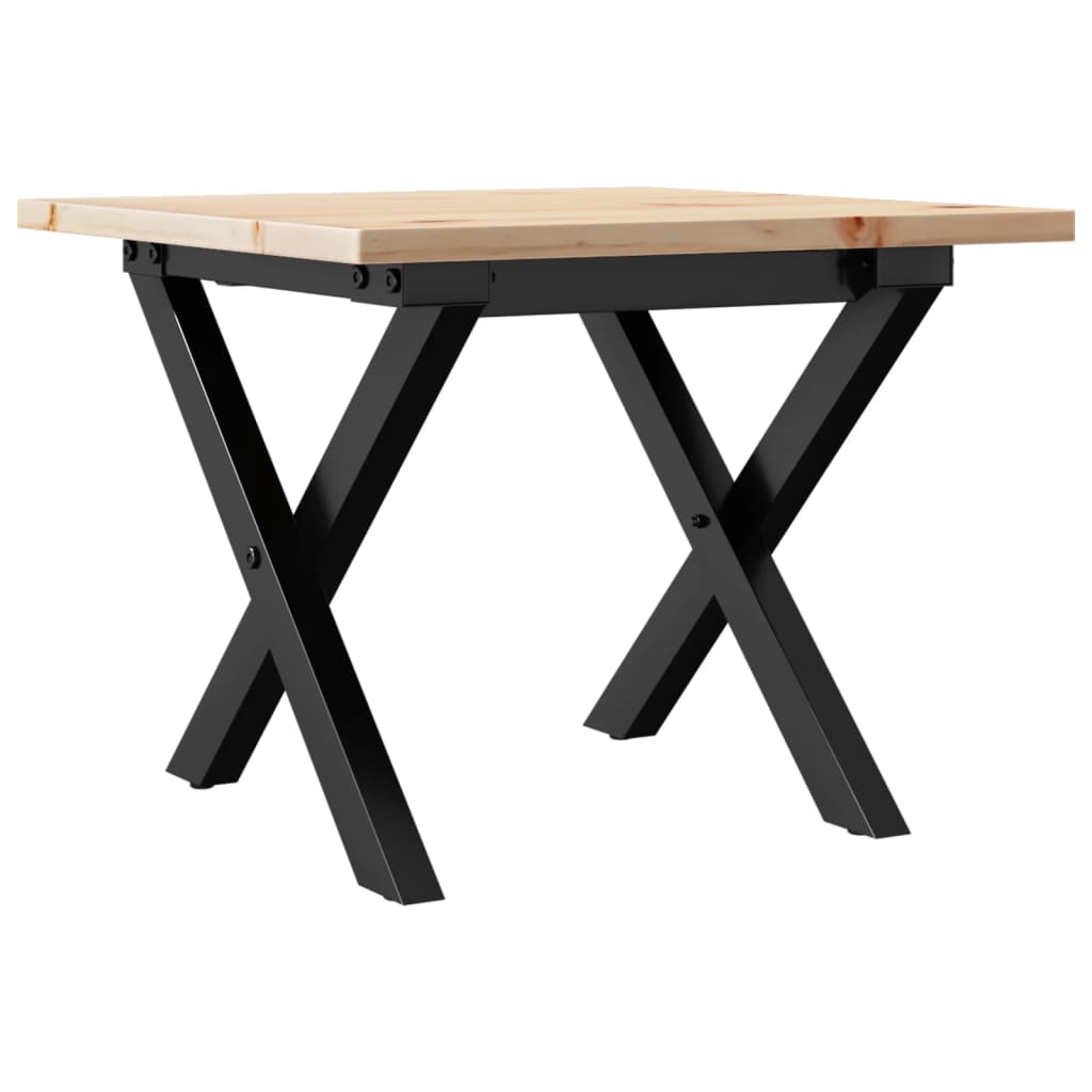 Mesa De Centro Marco X Madera Maciza Pino Y Acero 40x40x35 Cm_4