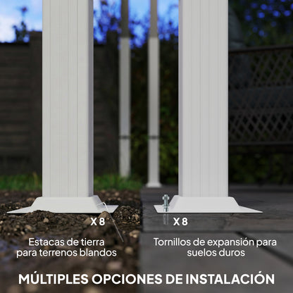 Outsunny Pérgola De Jardín 4x3 M Con Techo Retráctil Upf30+ Drenaje Beige_5