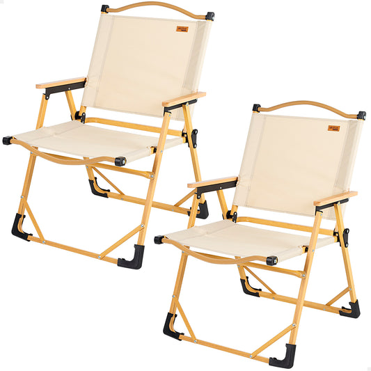 Pack 2 Sillas Plegables Altas Glamping Crema Aluminio Aktive_0