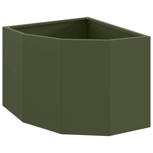 Macetero De Esquina Verde Oliva 45 X 45 X 35 Cm Acero_0