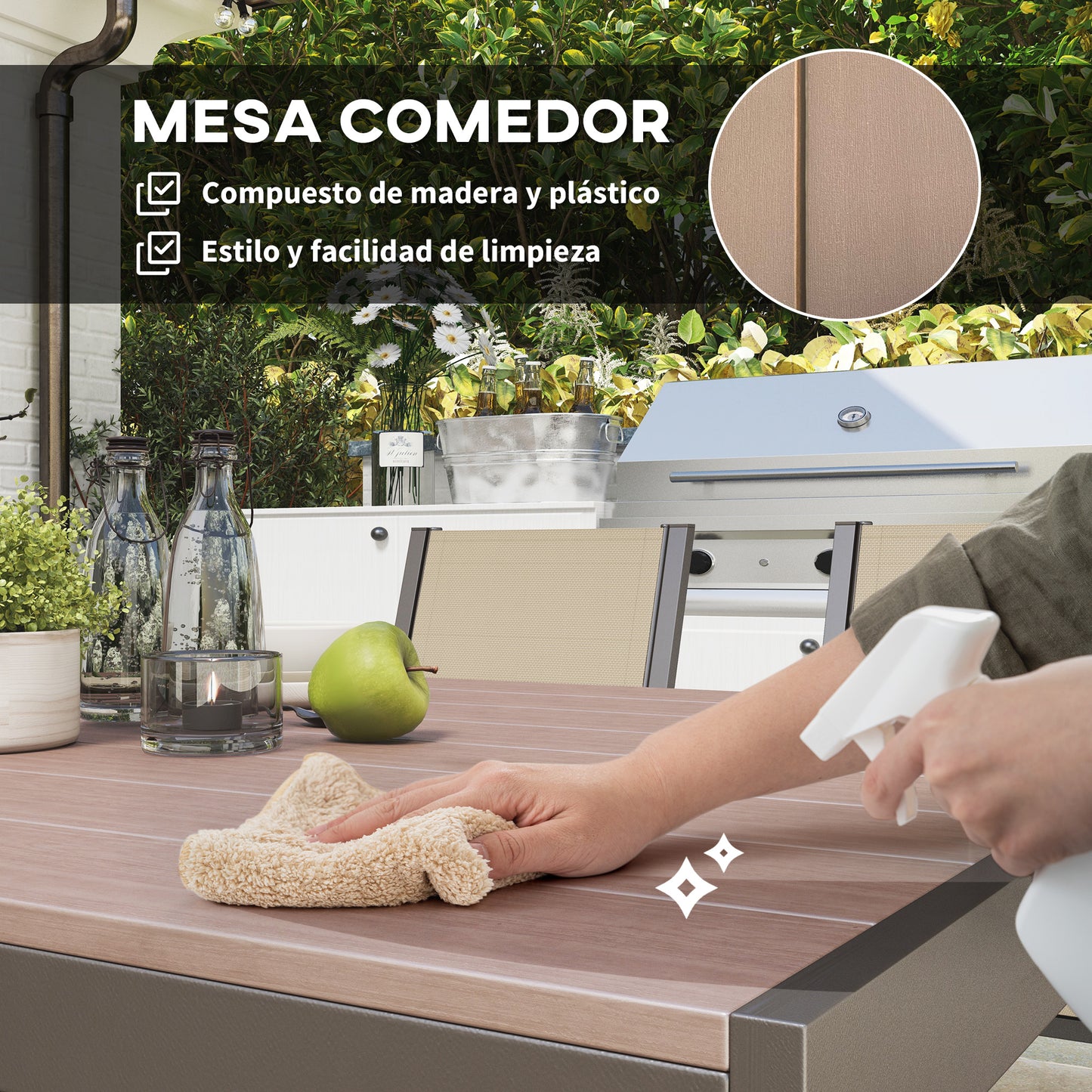 Outsunny Conjunto De Mesa Y Sillas Jardín De 7 Piezas_3