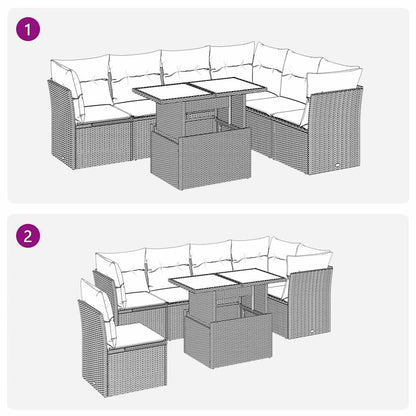 Set De Sofás De Jardín 7 Pzas Con Cojines Ratán Pe Gris Claro / Vetonek_1