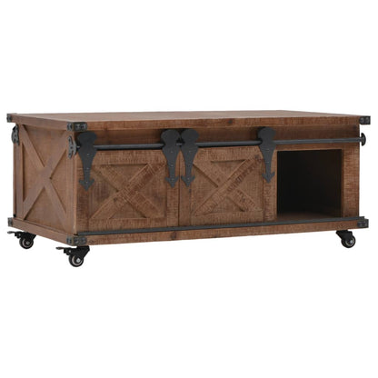 Mesa De Centro De Madera Maciza De Abeto Marrón 91x51x38 Cm_3