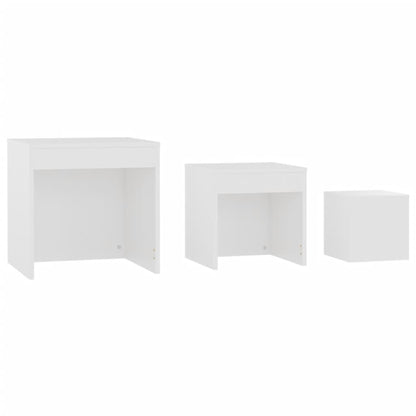 Mesas Apilables 3 Piezas Madera Contrachapada Blanco_3