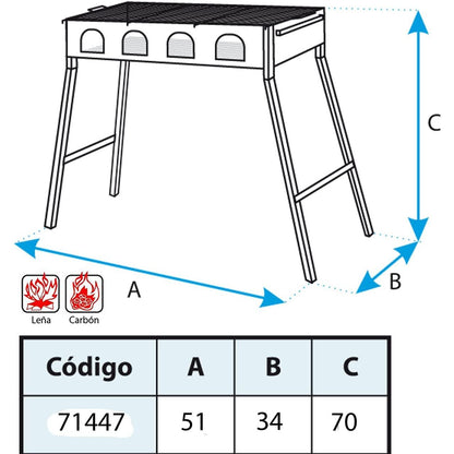 Barbacoa con Parrilla Cincada para leña y carbón Imex el Zorro 67x34x70