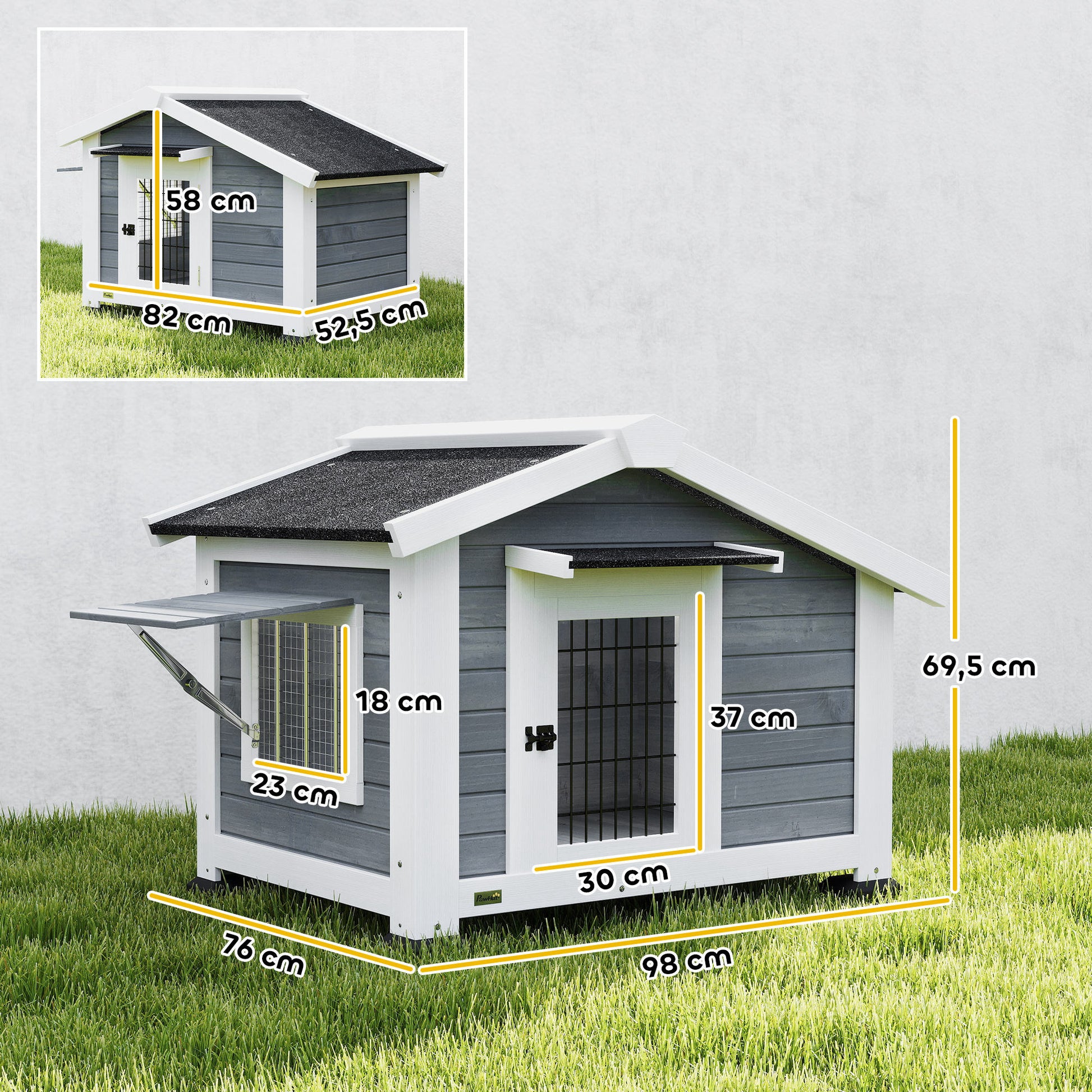 Pawhut Caseta Para Perros Exterior De Madera Con Techo Asfático Suelo Extraíble_2