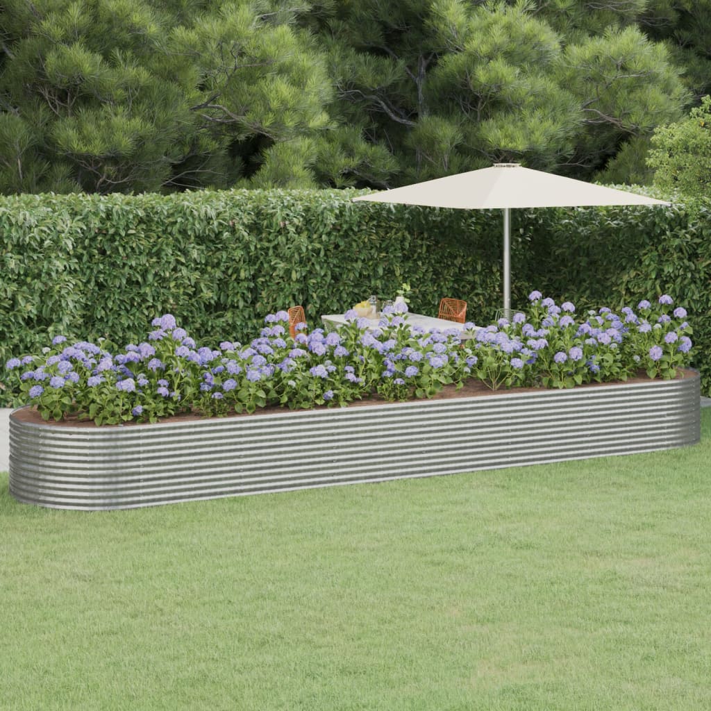 Jardinera Arriate Acero Recubrimiento Polvo Plata 584x140x68 Cm_1