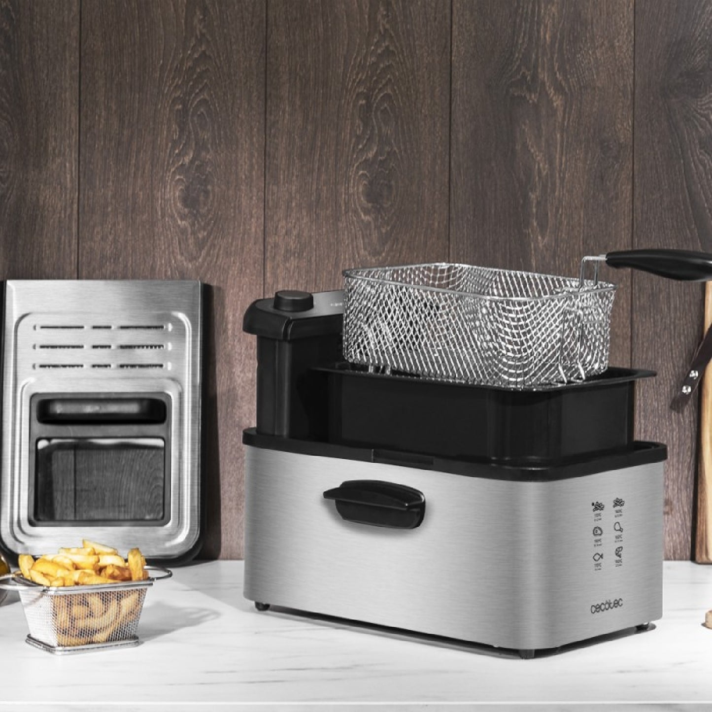 Freidora Eléctrica Cleanfry Infinity 3000 De Acero Inoxidable, 3 Litros De Capacidad De Aceite, Filtro Oilcleaner, 2400 W, Temporizador De 30 Minuto_3