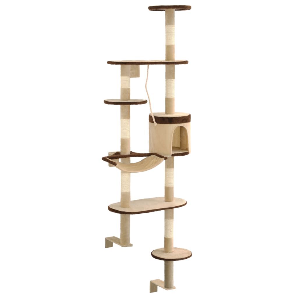 Vidaxl Rascador De Gato De Pared Postes De Sisal 194 Cm Beige Y Marrón_2