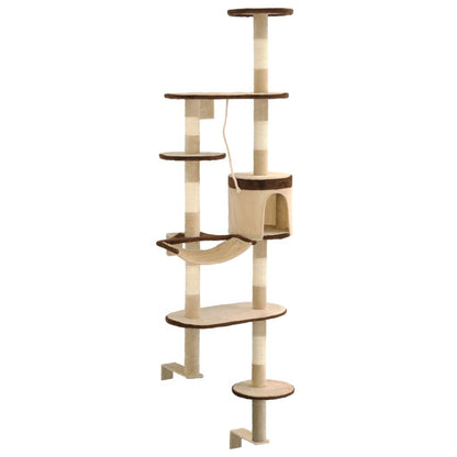 Vidaxl Rascador De Gato De Pared Postes De Sisal 194 Cm Beige Y Marrón_2