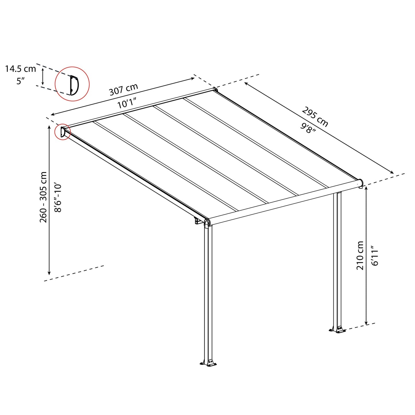Pérgola adosada Olympia 307x294 blanco