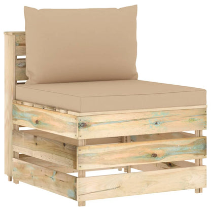 Muebles De Jardín 3 Pzas Con Cojines Madera Impregnada Verde / Vetonek_5