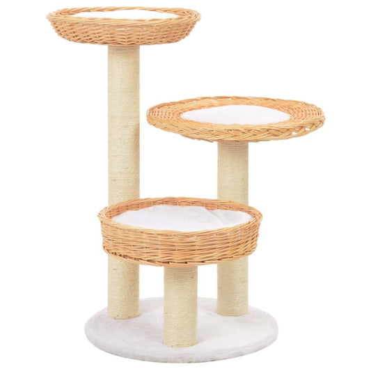 Vidaxl Rascador Para Gatos Con Poste De Sisal Madera Natural De Sauce_0