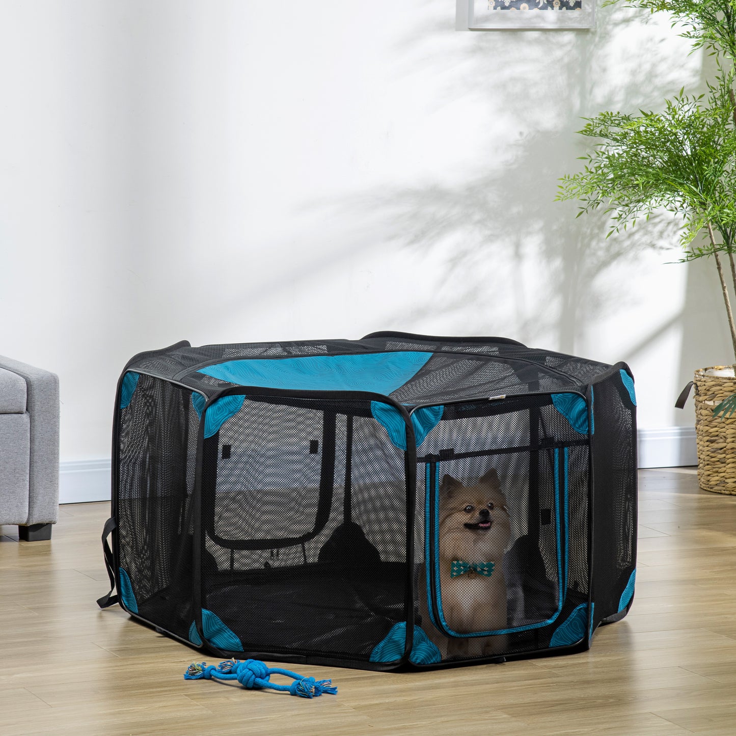 Pawhut Parque Plegable Para Perros 8 Paneles Con Bolsa De Transporte Ø126x58 Cm_1