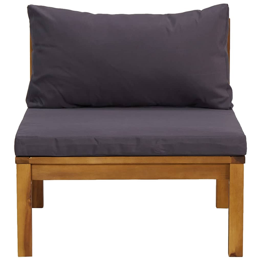 Vidaxl Juego De Sofás 2 Pzas Con Cojines Gris Oscuro Madera De Acacia_3