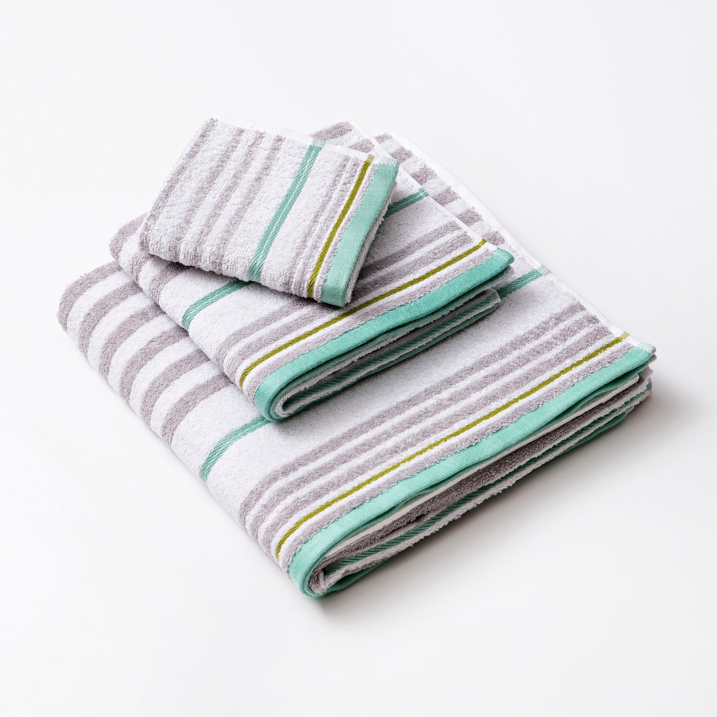 Set 3pc Toalla De Baño (tocador 30x50cm + Manos 50x90cm + Baño 70x140cm) 450gsm 100% Algodón Blanco Con Rayas Rainbow Be_1