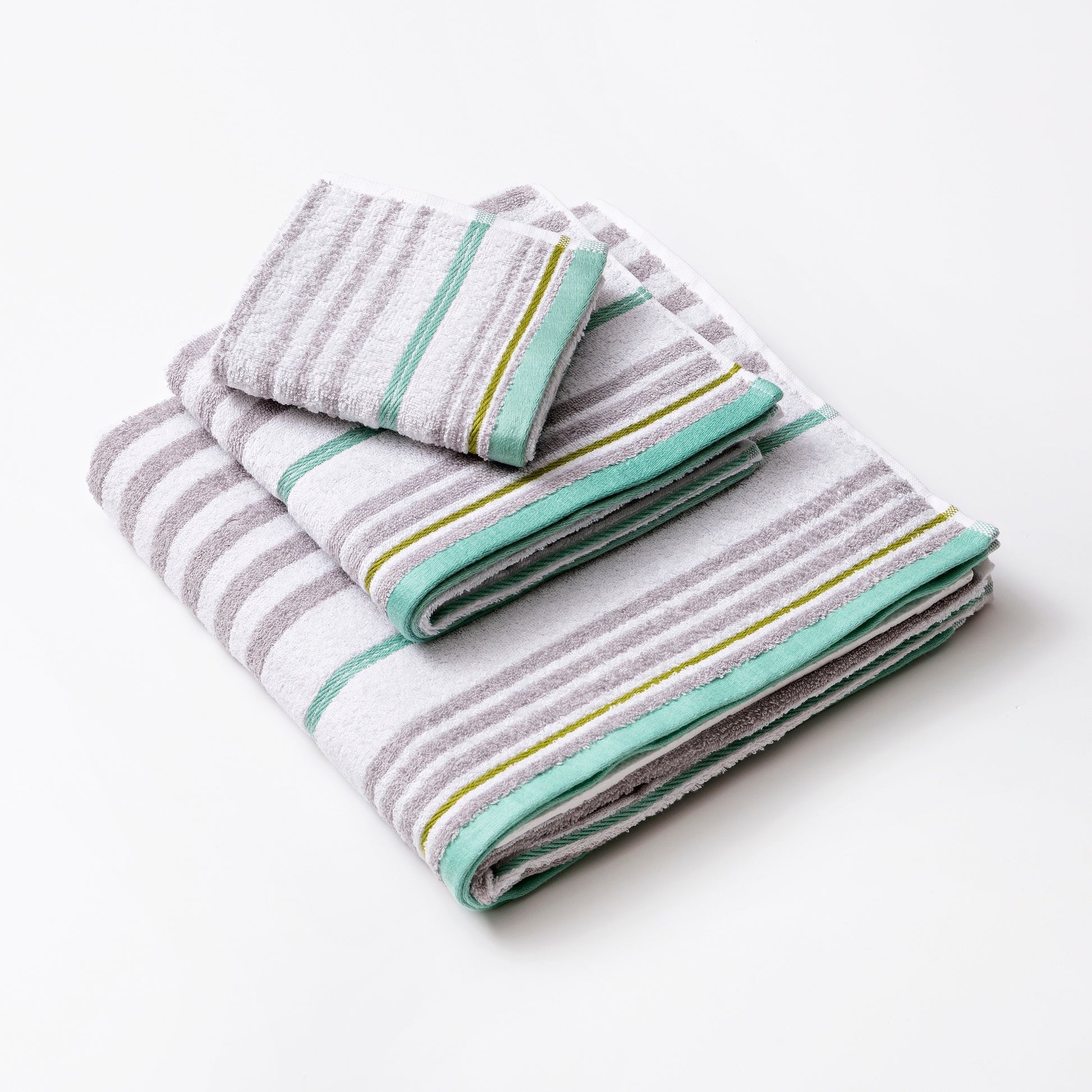 Set 3pc Toalla De Baño (tocador 30x50cm + Manos 50x90cm + Baño 70x140cm) 450gsm 100% Algodón Blanco Con Rayas Rainbow Be_1
