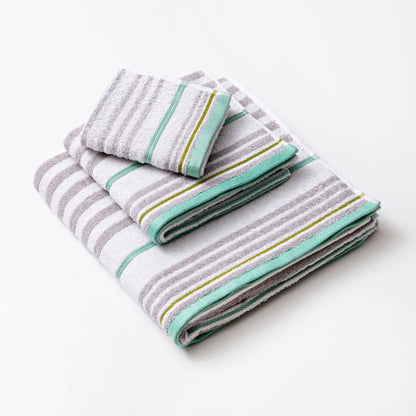 Set 3pc Toalla De Baño (tocador 30x50cm + Manos 50x90cm + Baño 70x140cm) 450gsm 100% Algodón Blanco Con Rayas Rainbow Be_1