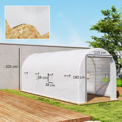 Outsunny Invernadero De Túnel 500x200x205 Cm Con Puerta Enrollable Y 8 Ventanas_2
