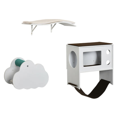 Pawhut Estantes Para Gatos De Pared De 3 Piezas Con Caseta Plataformas Hamaca_0