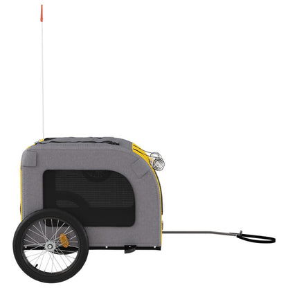 Vidaxl Remolque De Bicicleta Mascotas Hierro Tela Oxford Amarillo Gris_5