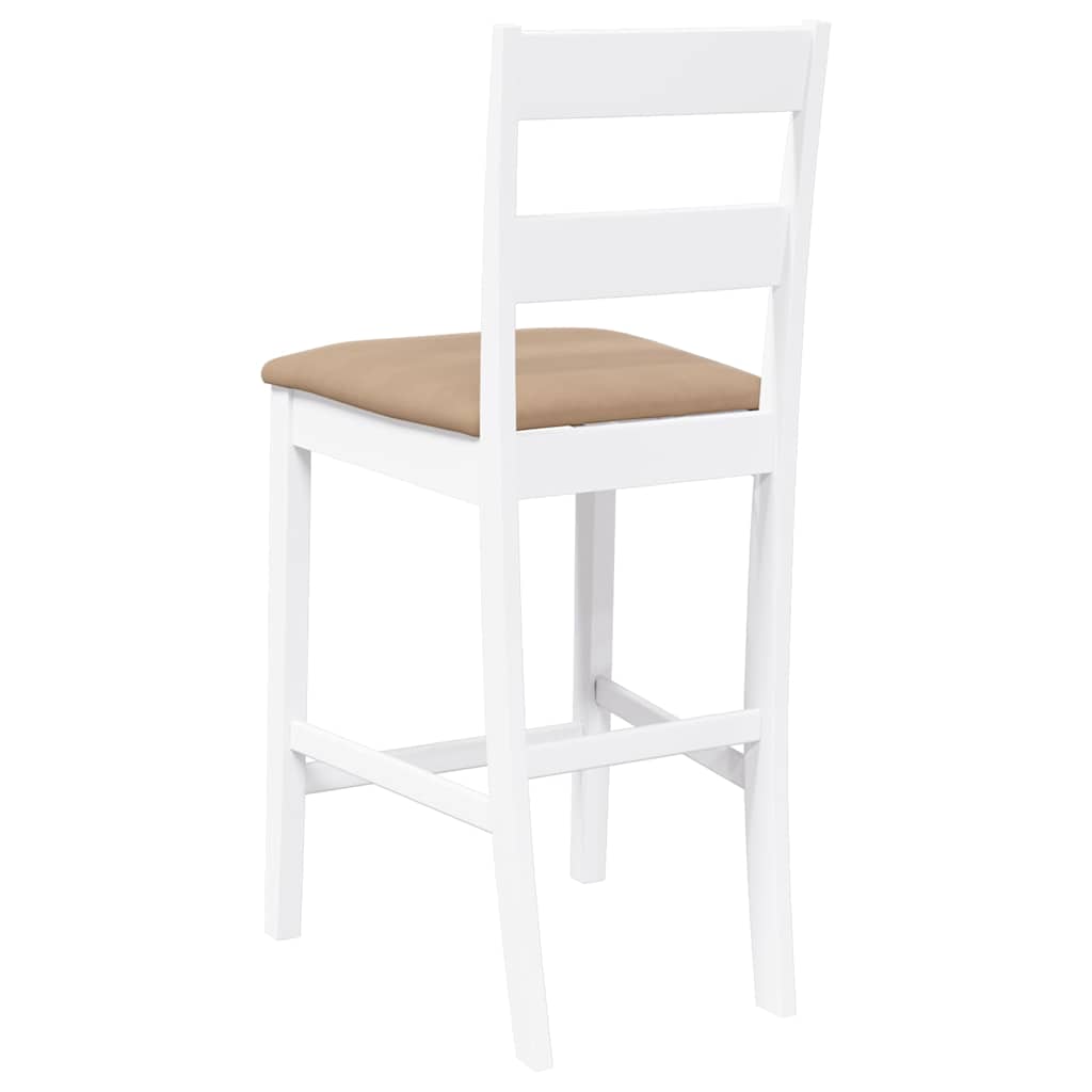 Taburetes De Bar Con Cojines 2 Uds Madera Maciza Blanca Caucho_5