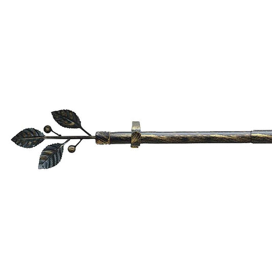 Barra Cortina Extensible Metal Ø 19 Mm. Extensible 1,1 / 2,0 Metros Negro Dorado  Laurel Sin Anilla_0