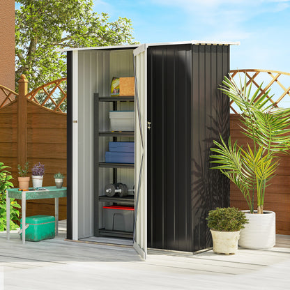 Outsunny Caseta De Jardín 1,07m² 142x86x189cm Metálico Con Puerta Gris_1