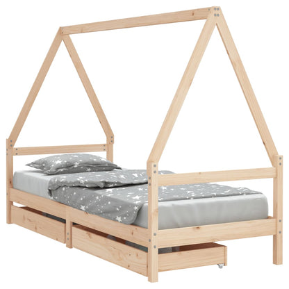 Estructura De Cama Infantil Con Cajones Madera Pino 90x190 Cm / Vetonek_3