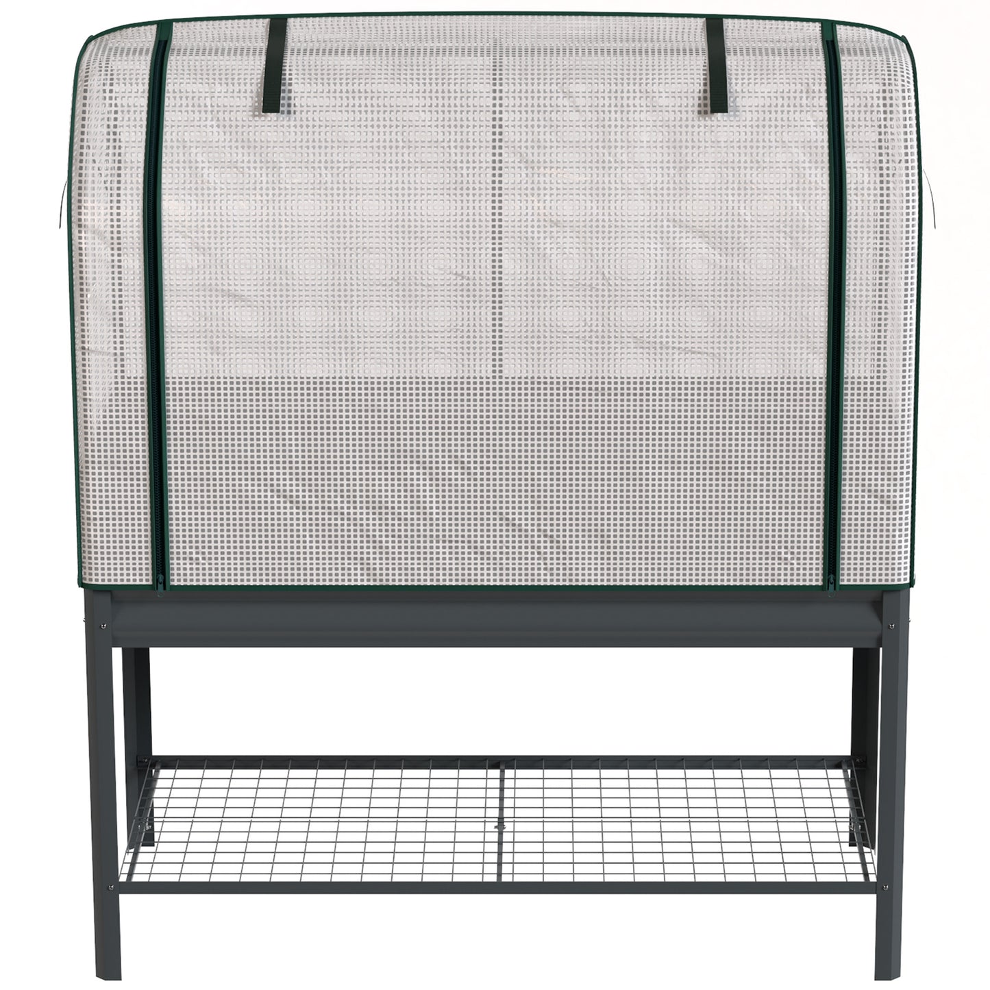 Outsunny Huerto Urbano Elevado Con Estante Y Cubierta 120x55x140 Cm Gris Oscuro_3