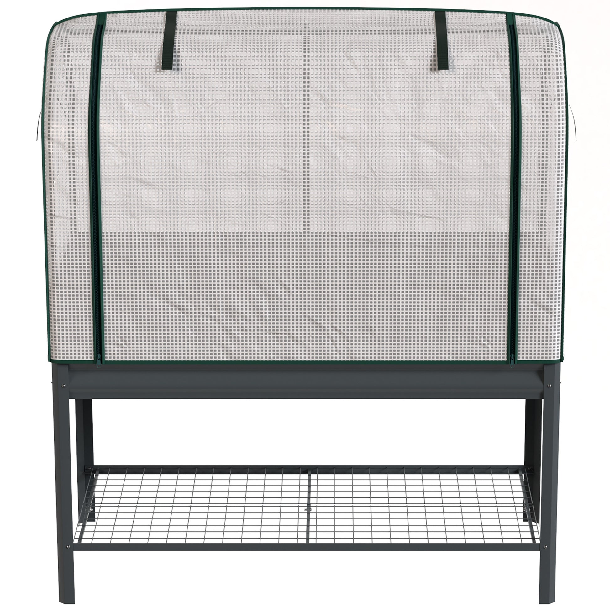 Outsunny Huerto Urbano Elevado Con Estante Y Cubierta 120x55x140 Cm Gris Oscuro_3