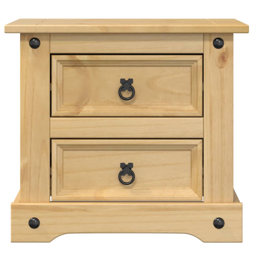 Mesita De Noche Corona Madera Maciza De Pino 53x39x50 Cm_2
